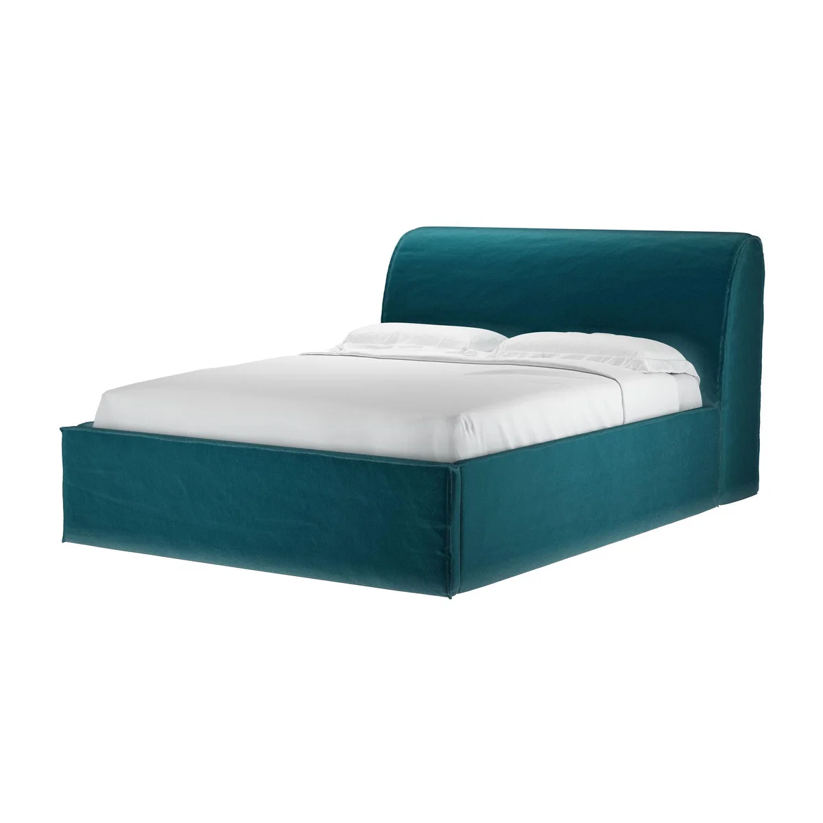 Charlie King Ottoman Bed in Deep Turquoise Cotton Matt Velvet - sofa.com – image 1