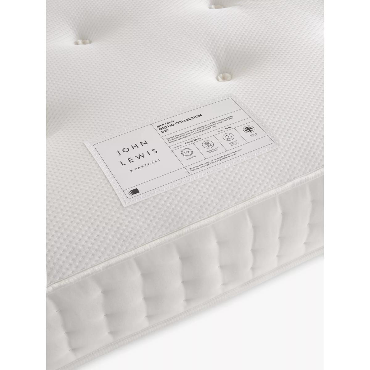 John Lewis Ortho Support 1200 Pocket Spring Mattress, Firm Tension, Double – image 6