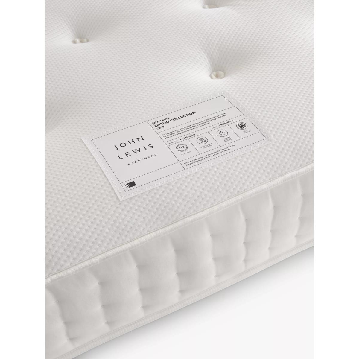 John Lewis Ortho Support 2000 Pocket Spring Mattress, Medium to Firm Tension, Double – image 6