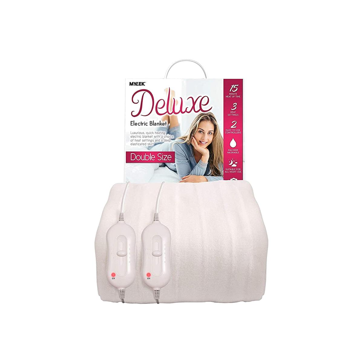 Electric Blanket Heated Mattress Cover Underblanket with Elasticated Skirt - White / Double – image 1