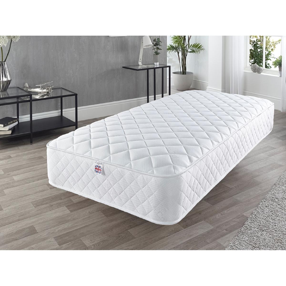 Aspire Comfort Memory Rolled Mattress, Size Double - White border and white top panel – image 3