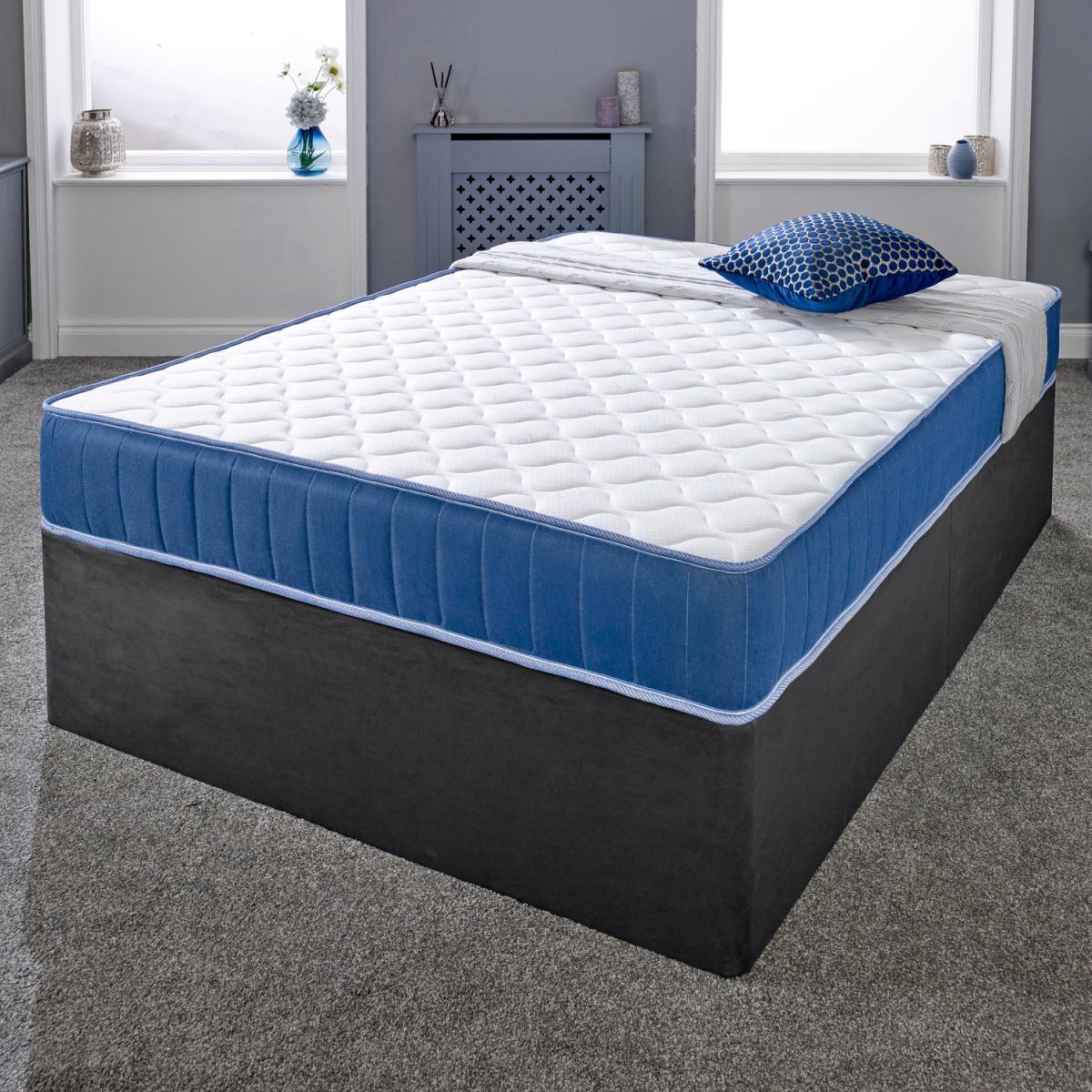 The Cooltouch Core Blue Lagoon 22cm Deep Hybrid Foam Free Spring Mattress - White Cooltouch material, blue castellated border / Double – image 2