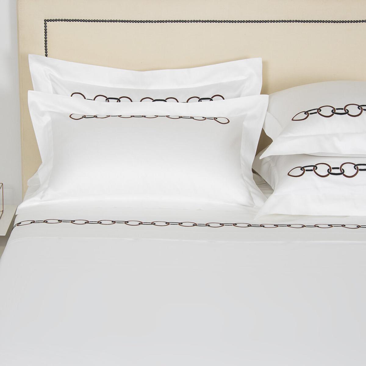 Frette - Links Embroidery Flat Sheet Set - Chesnut/Black – image 3