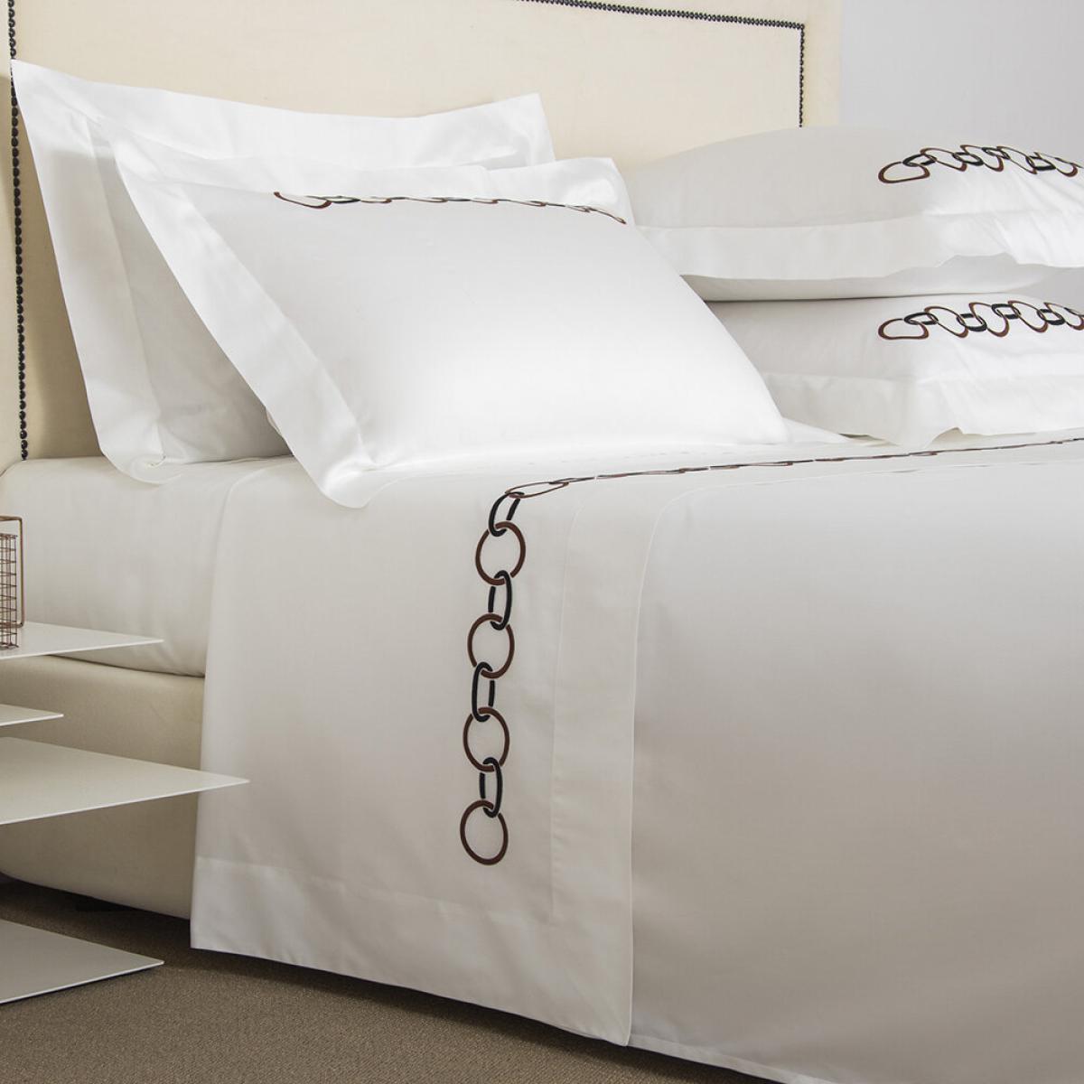Frette - Links Embroidery Flat Sheet Set - Chesnut/Black – image 4