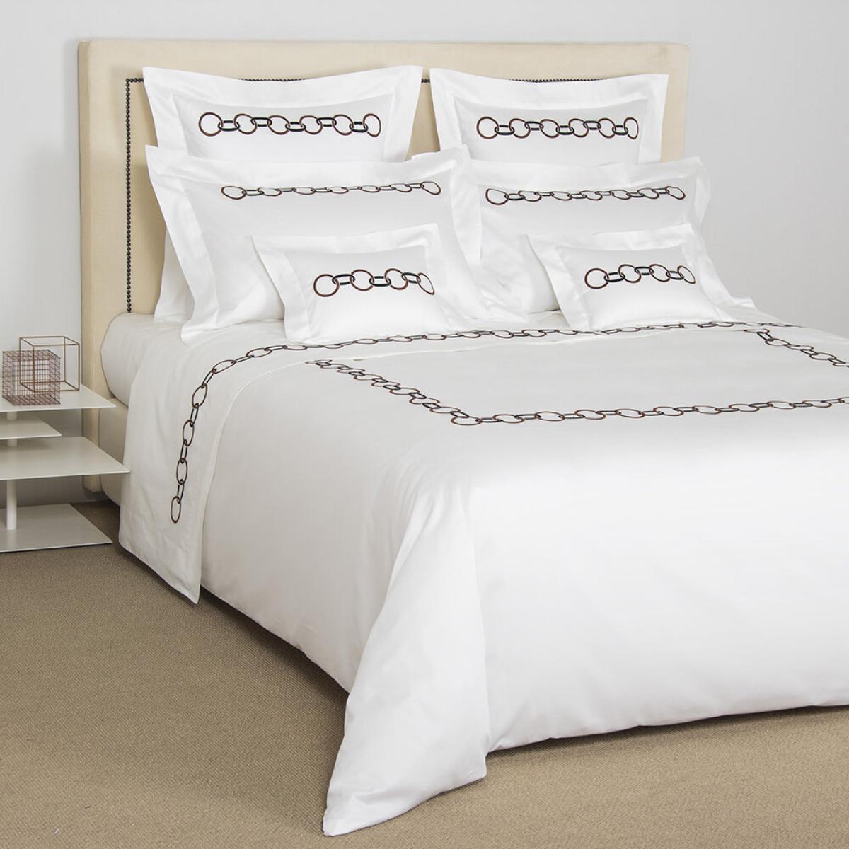 Frette - Links Embroidery Flat Sheet Set - Chesnut/Black – image 5