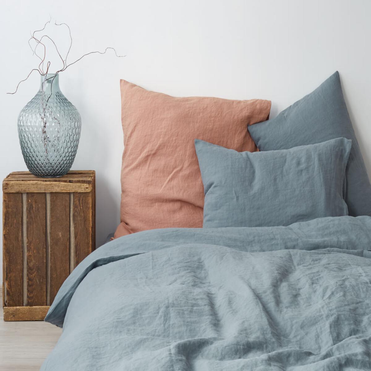 Blue Fog Washed Linen Bed Set – image 2