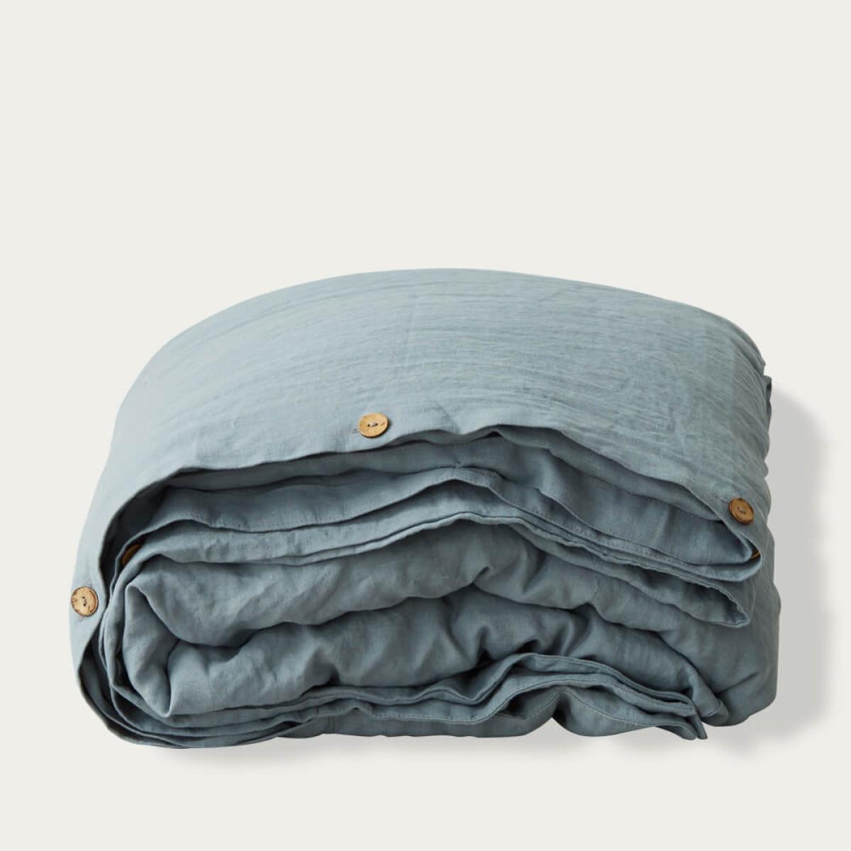 Blue Fog Washed Linen Bed Set – image 3