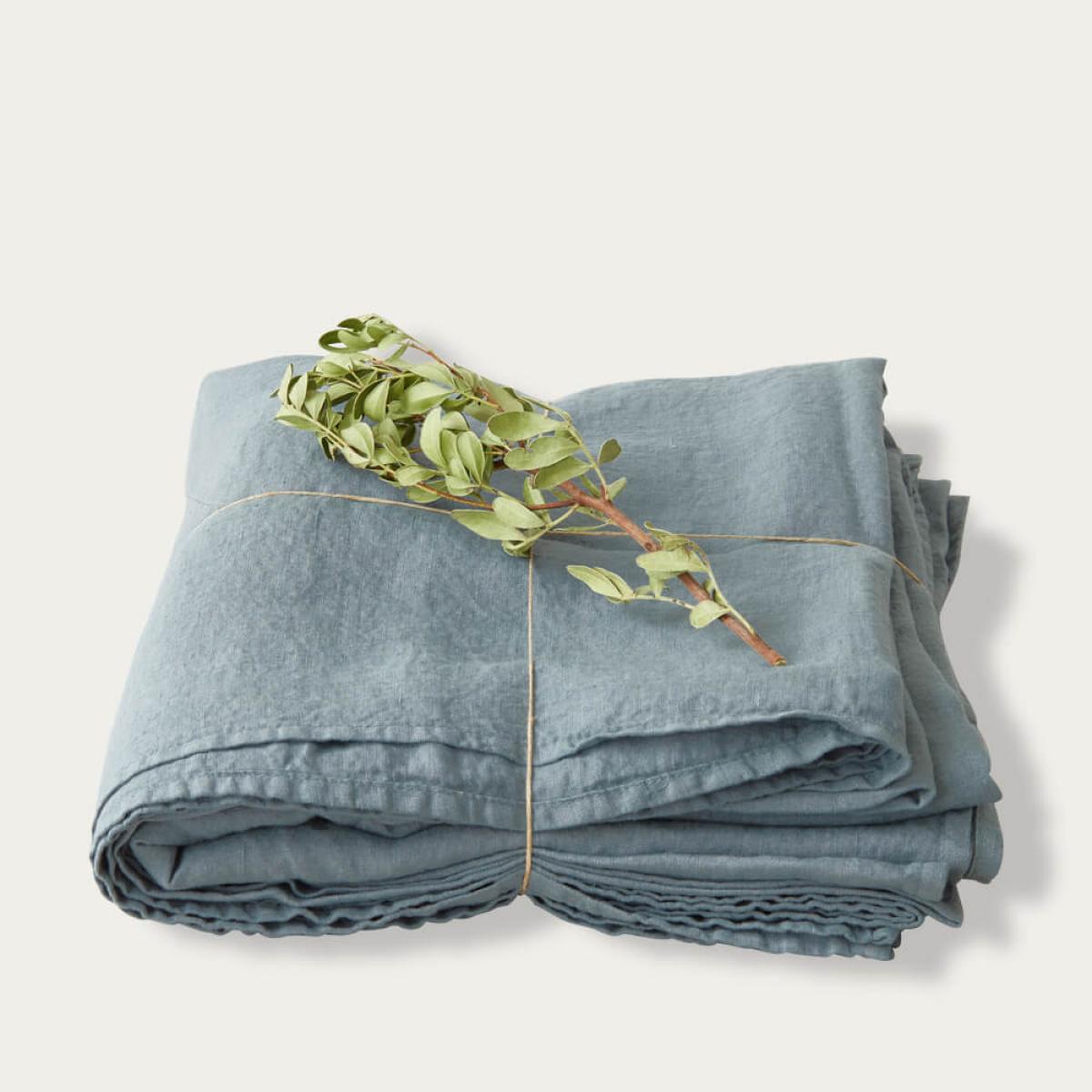 Blue Fog Washed Linen Bed Set – image 1