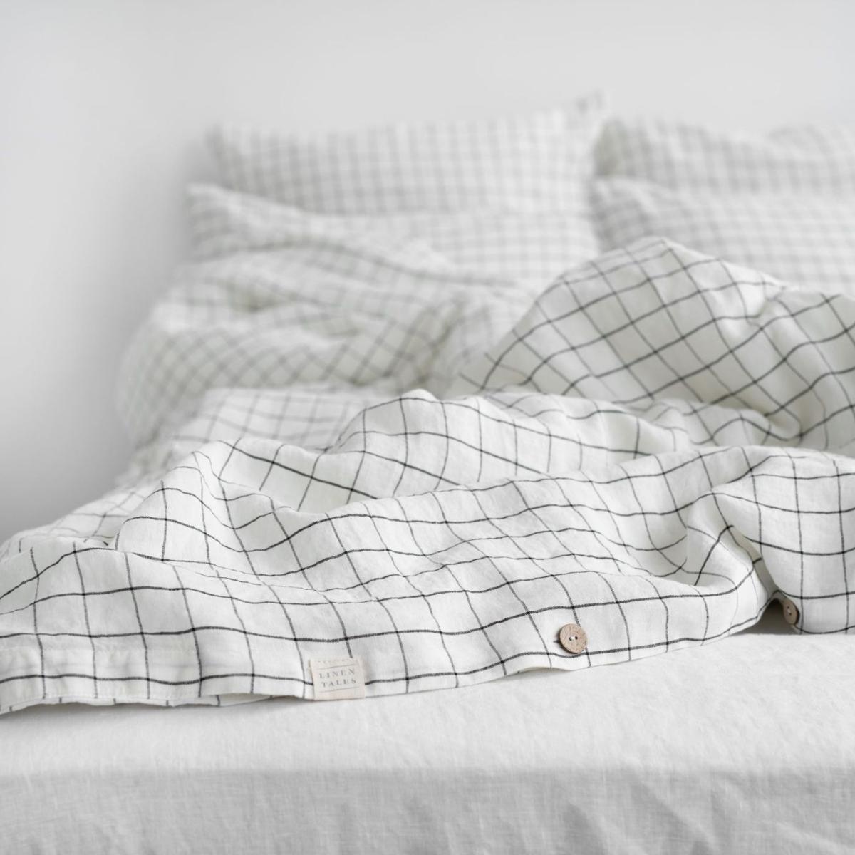 Grid Washed Linen Bed Set – image 4