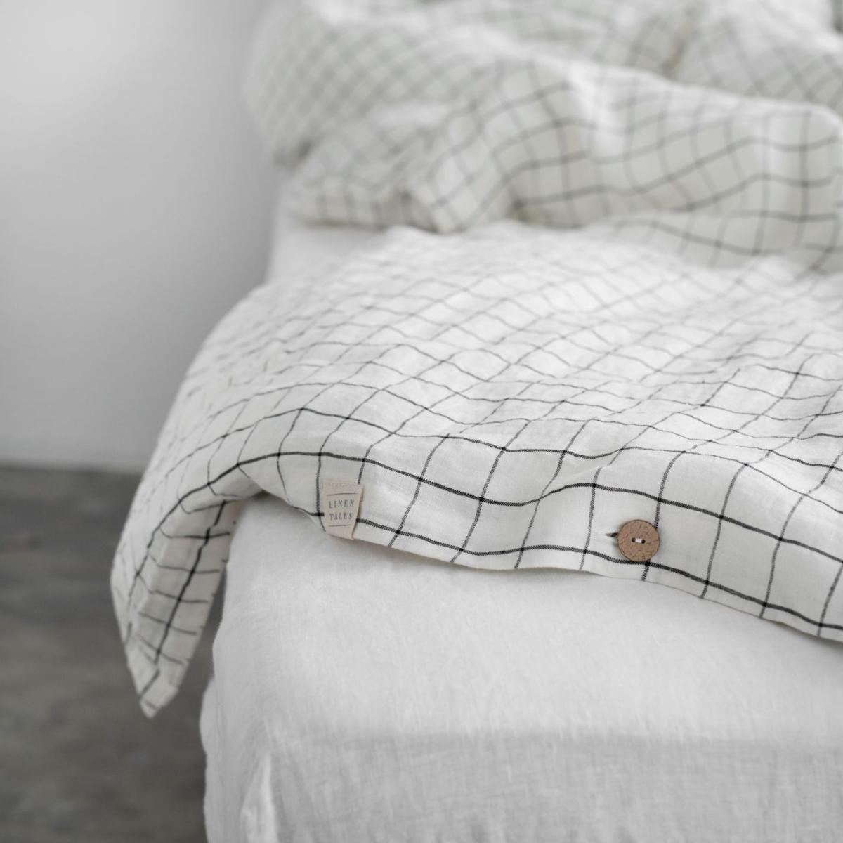 Grid Washed Linen Bed Set – image 5