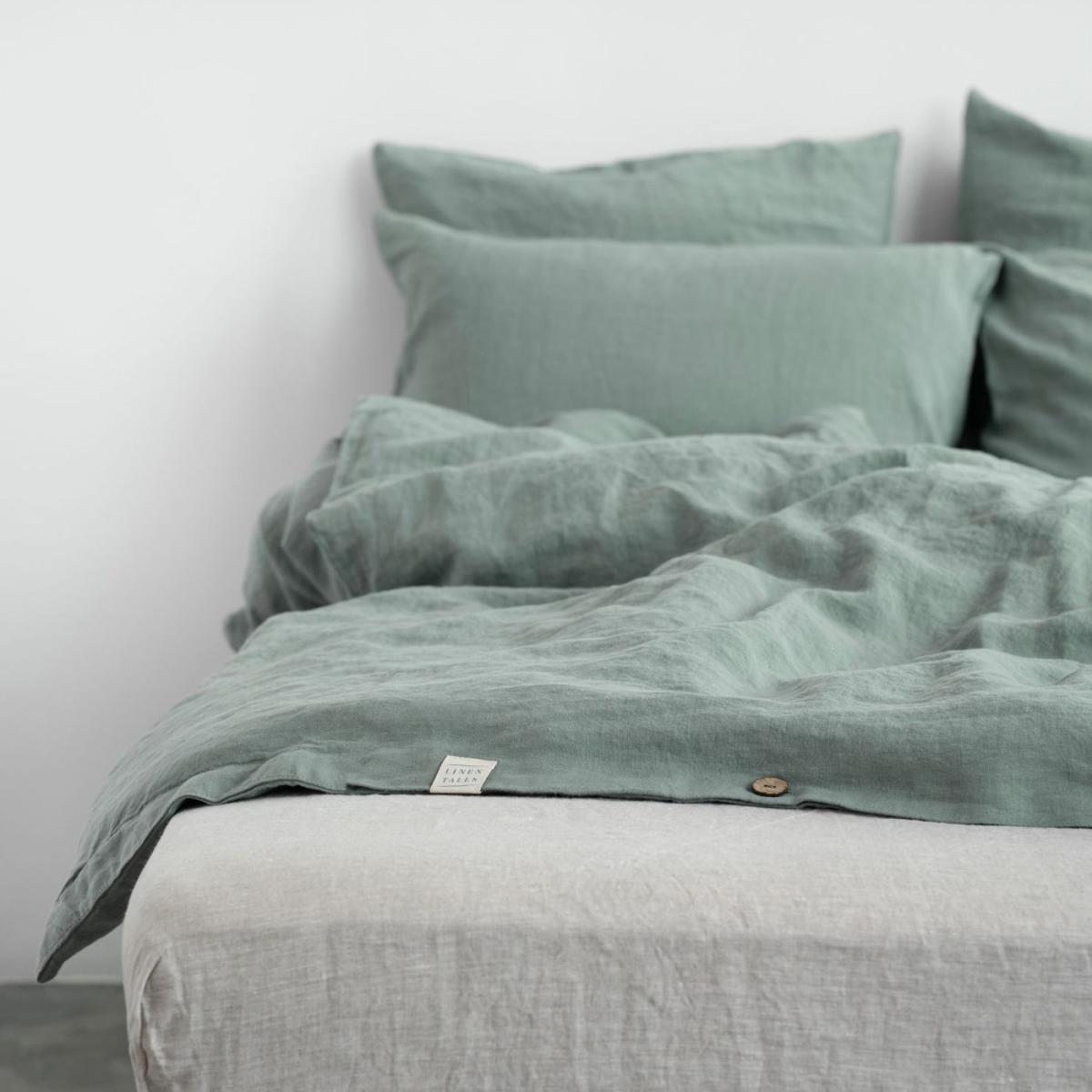 Green Milieu Washed Linen Bed Set – image 8