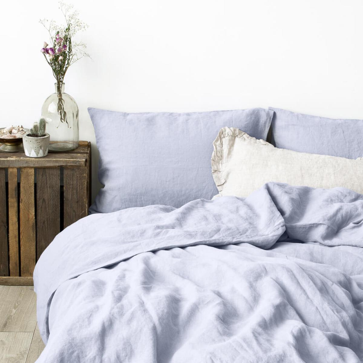 Grey Lilac Washed Linen Bed Set – image 2