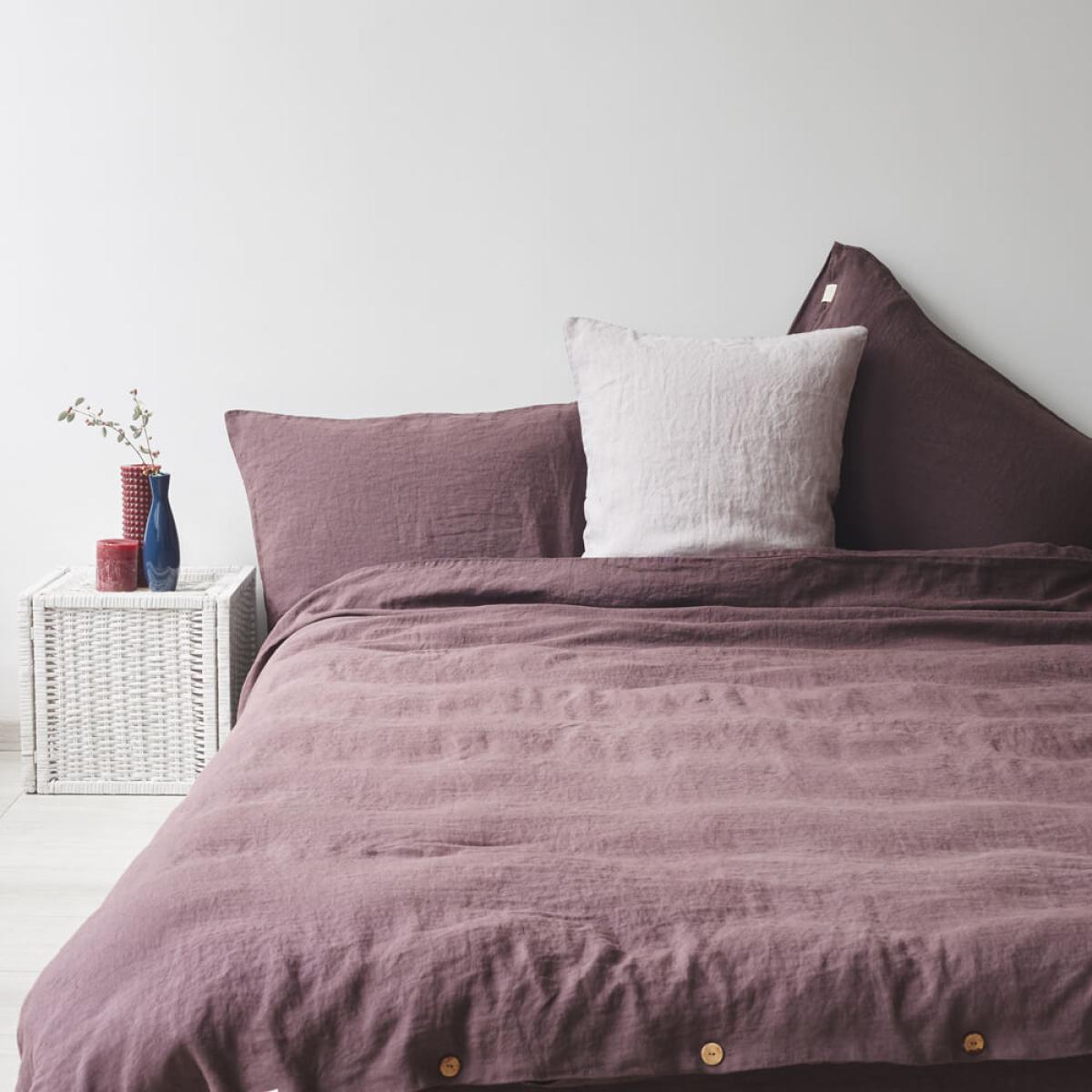 Plum Mauve Washed Linen Bed Set – image 2