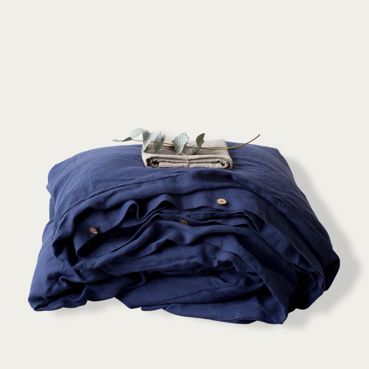 Navy Washed Linen Bed Set – image 3