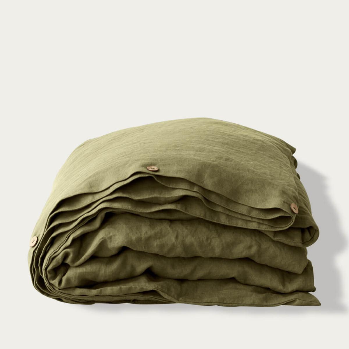 Martini Olive Washed Linen Bed Set – image 3