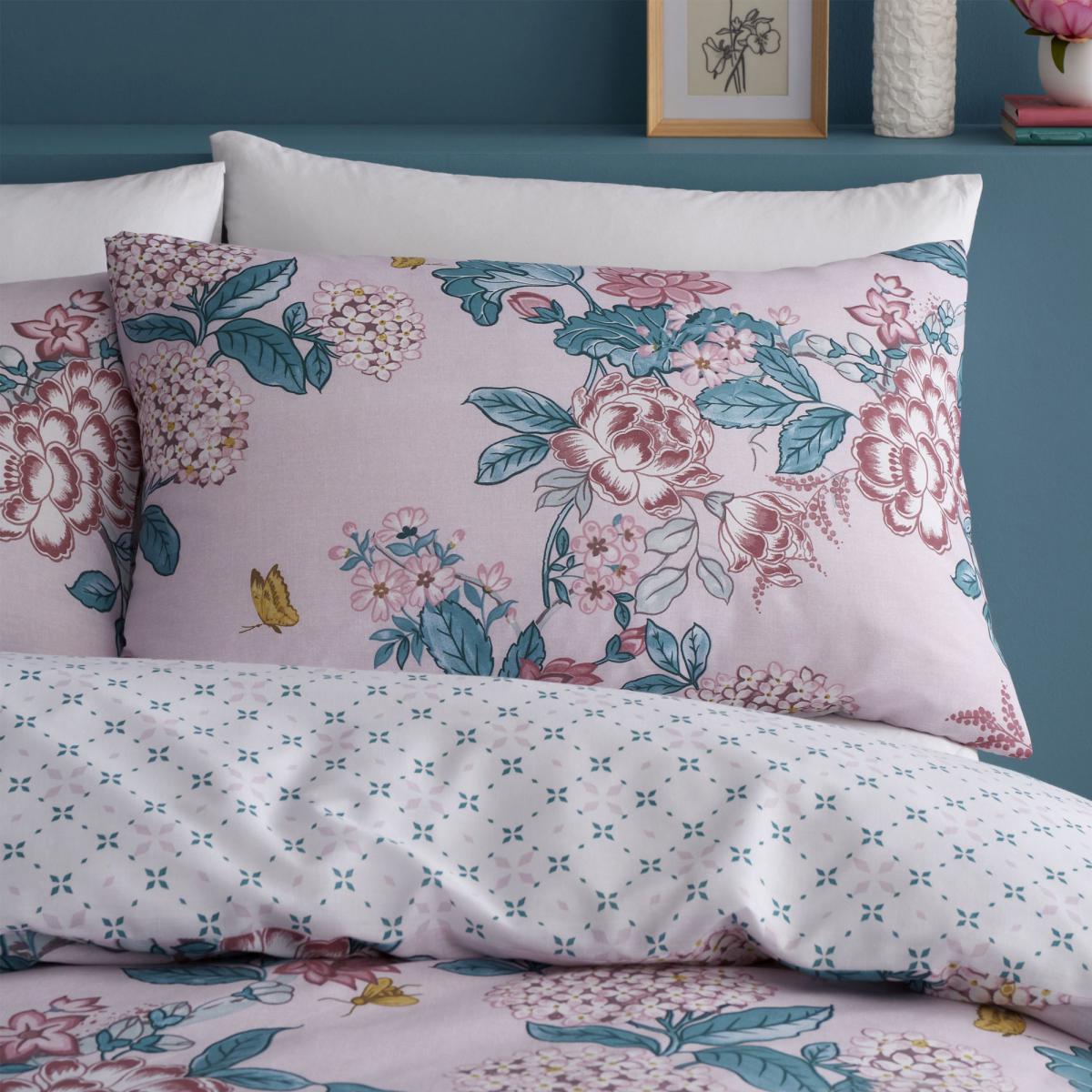Catherine Lansfield Peony Garden Reversible Duvet Cover and Pillowcase Set Light Pink – image 2