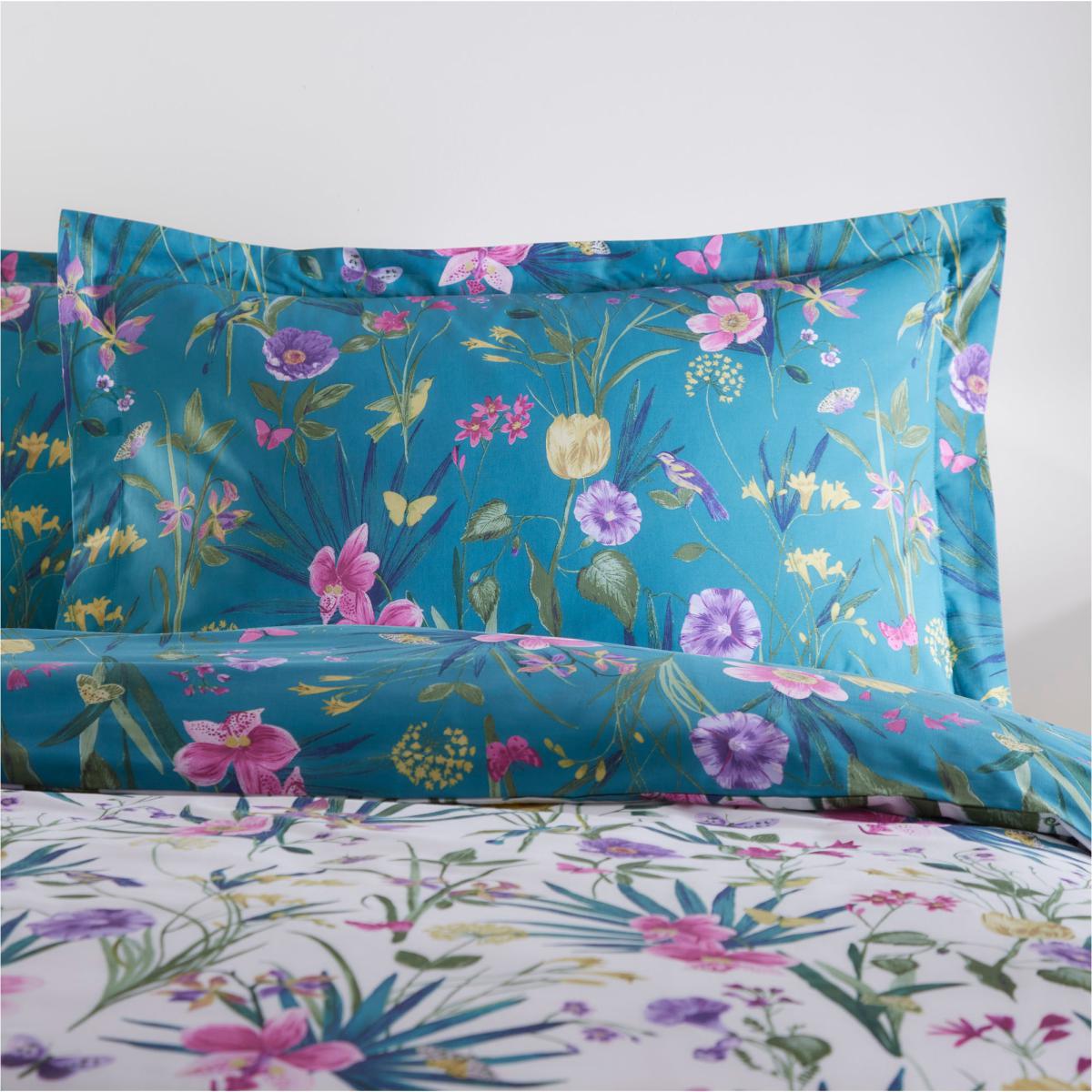 Fleur Teal Duvet Cover and Pillowcase Set Blue, Green and Yellow – image 6