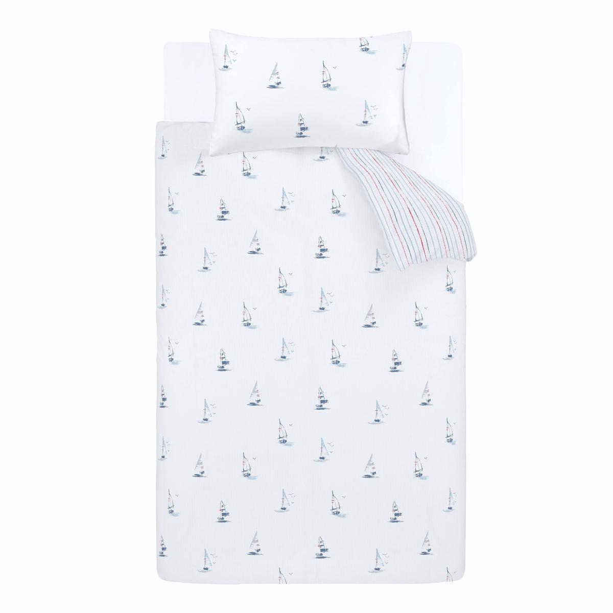 Bianca Fine Linens Sailing Boats 100% Cotton Duvet Cover and Pillowcase Set Blue – image 4