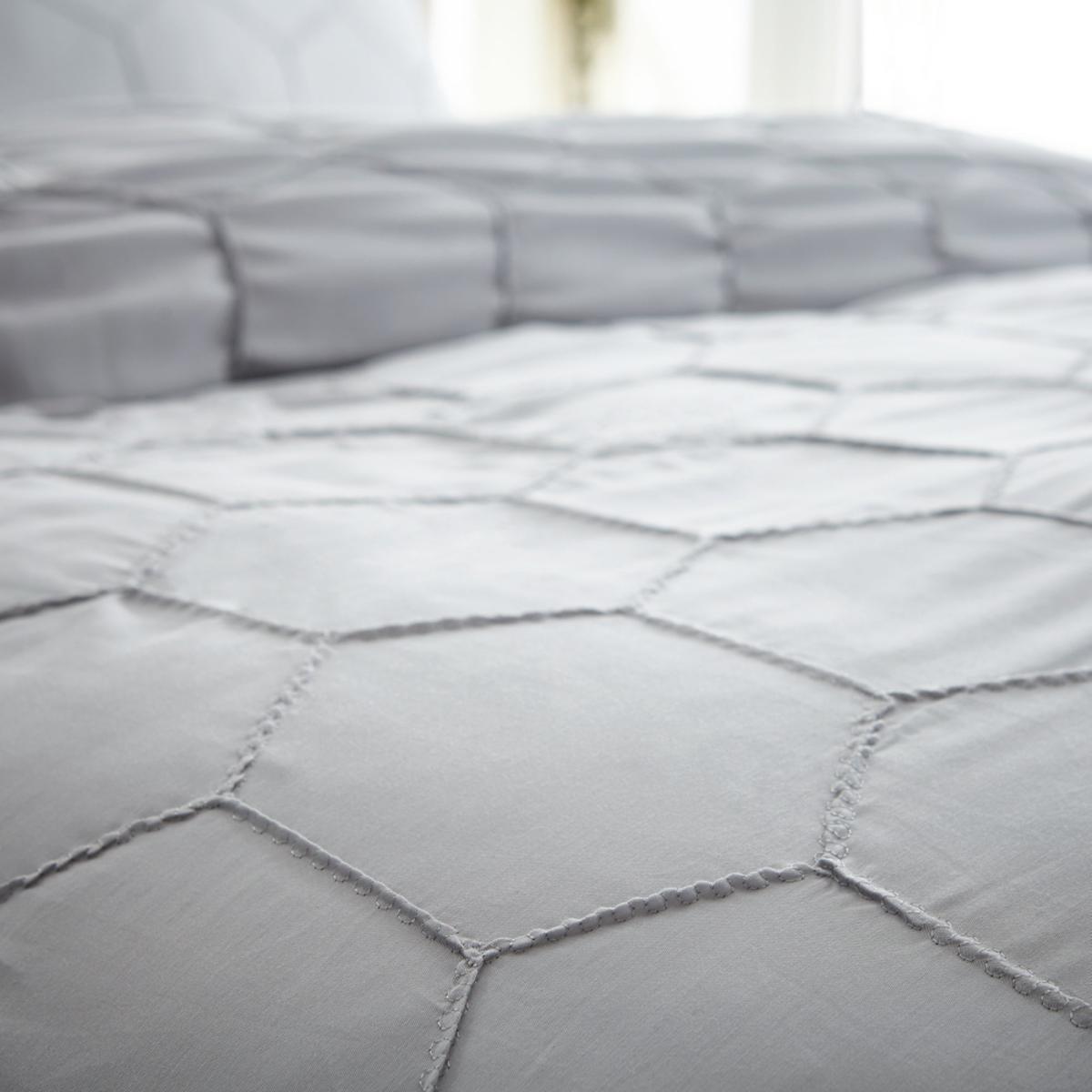Bianca Cotton Honeycomb Pinch 100% Cotton Duvet Cover and Pillowcase Set Grey – image 4