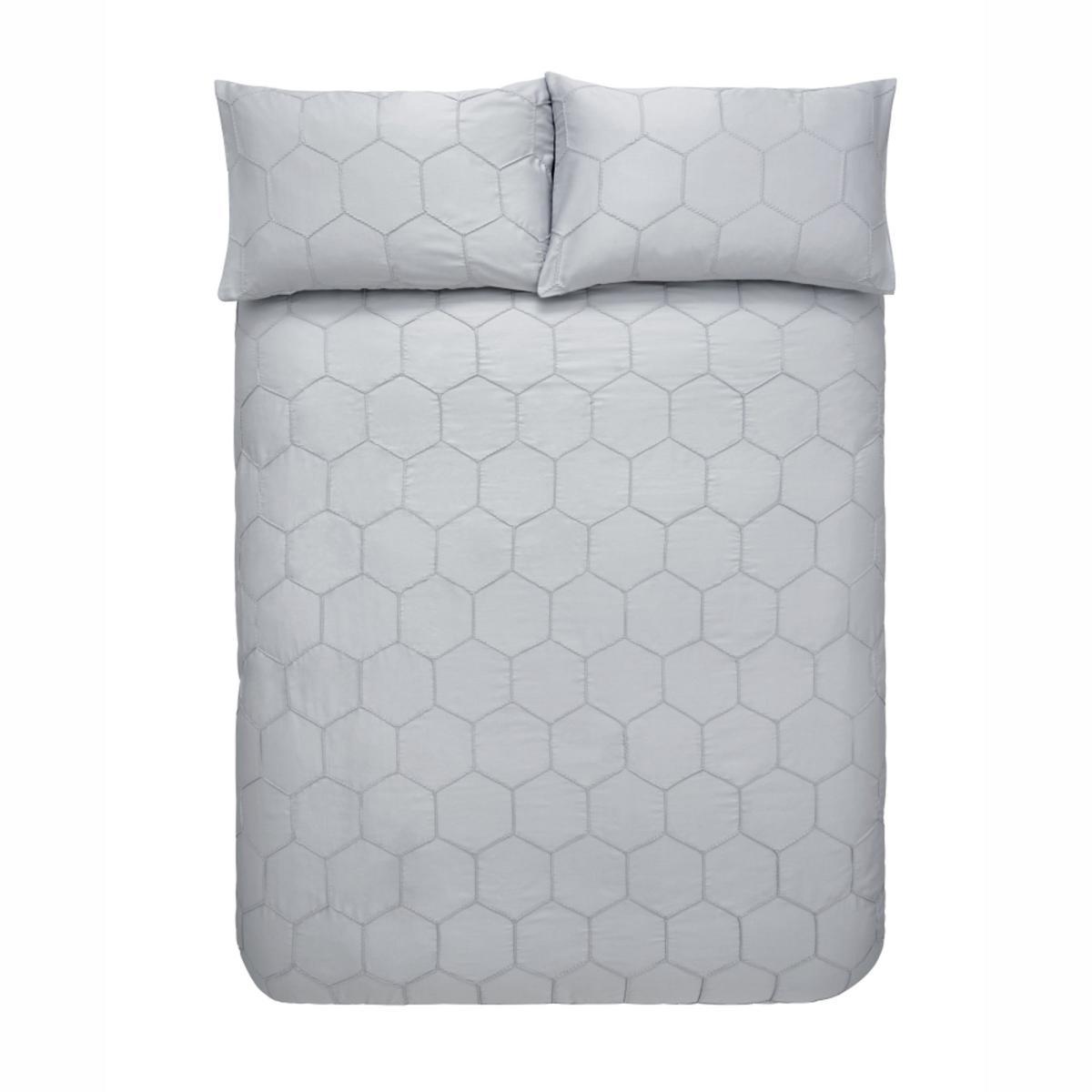 Bianca Cotton Honeycomb Pinch 100% Cotton Duvet Cover and Pillowcase Set Grey – image 5