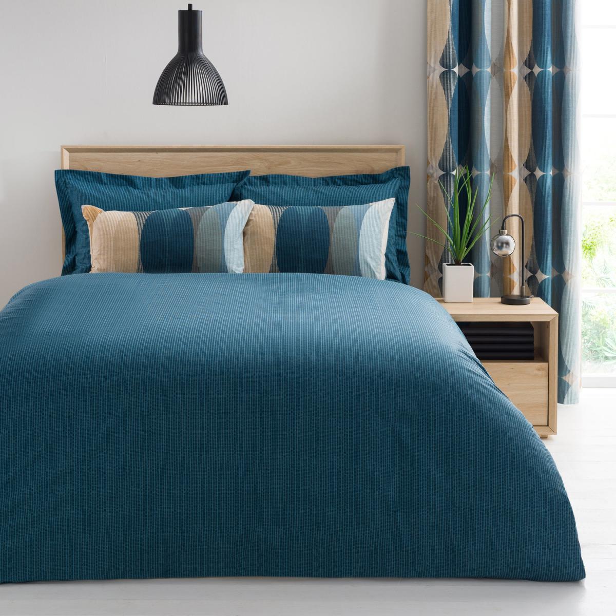 Elements Elijah Blue Reversible Duvet Cover and Pillowcase Set Blue, Yellow and White – image 2