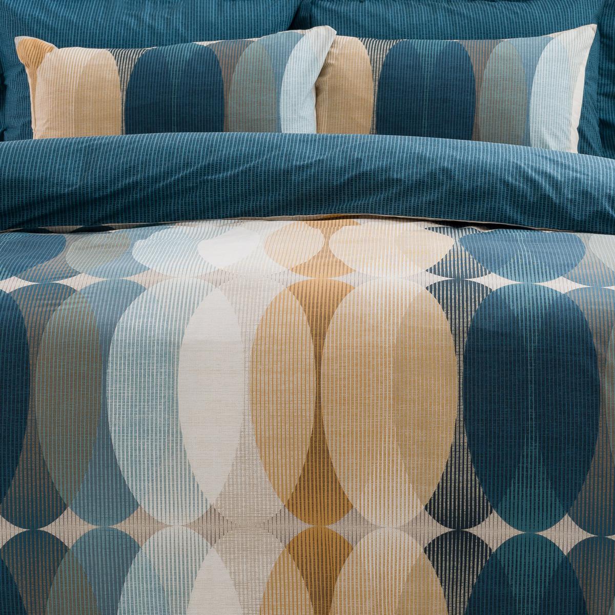 Elements Elijah Blue Reversible Duvet Cover and Pillowcase Set Blue, Yellow and White – image 4