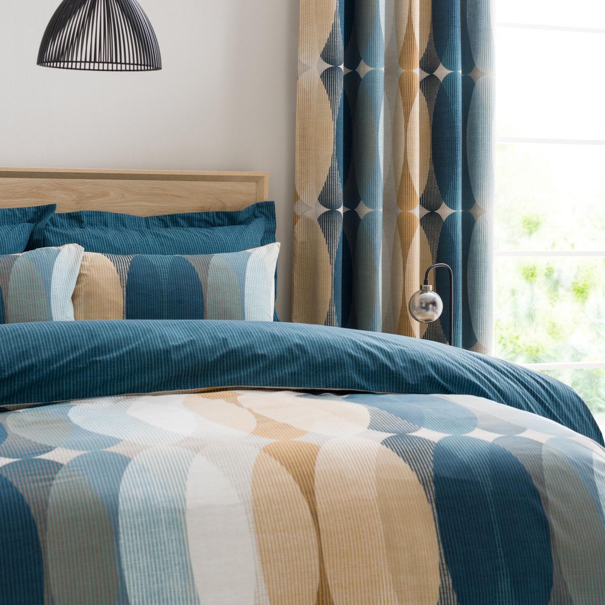 Elements Elijah Blue Reversible Duvet Cover and Pillowcase Set Blue, Yellow and White – image 7