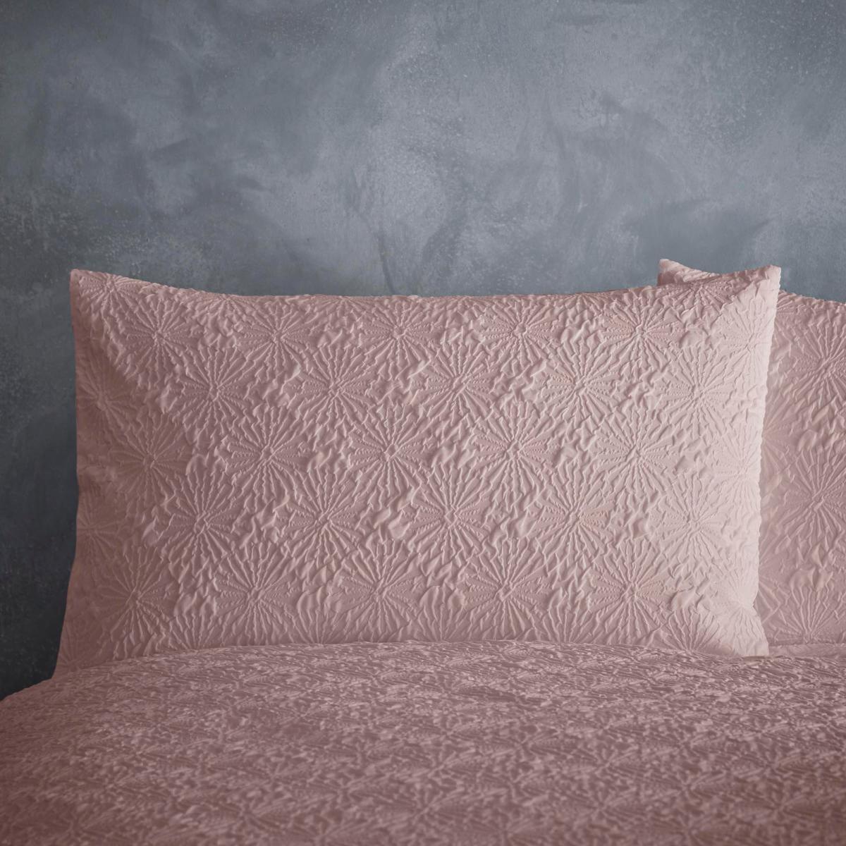 Astra Textured Pink Duvet Cover and Pillowcase Set Pink – image 4