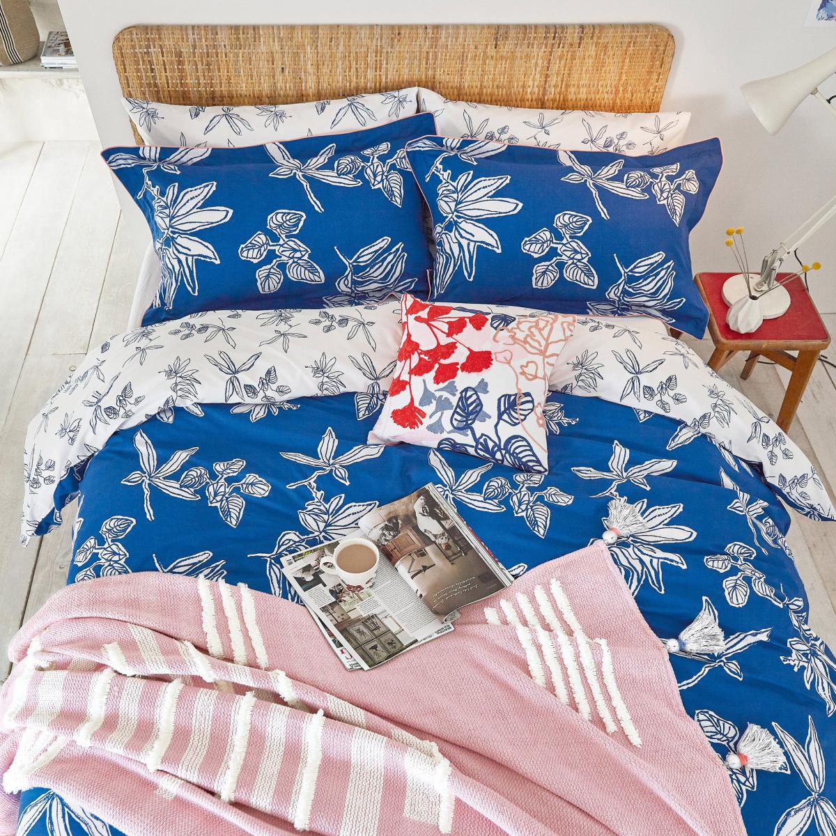 Joules Crayon Floral Blue 100% Cotton Reversible Duvet Cover and Pillowcase Set Dark Blue – image 4