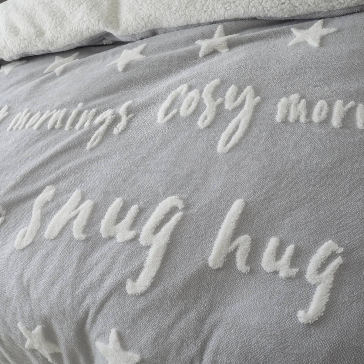 Catherine Lansfield Grey Cosy Tufted Fleece Duvet Cover and Pillowcase Set Grey – image 3