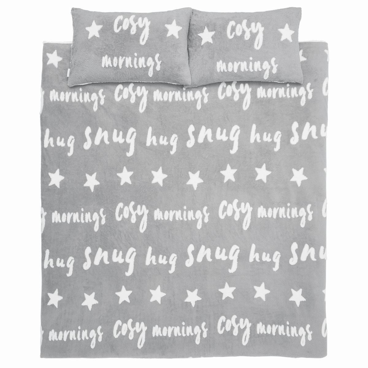 Catherine Lansfield Grey Cosy Tufted Fleece Duvet Cover and Pillowcase Set Grey – image 5