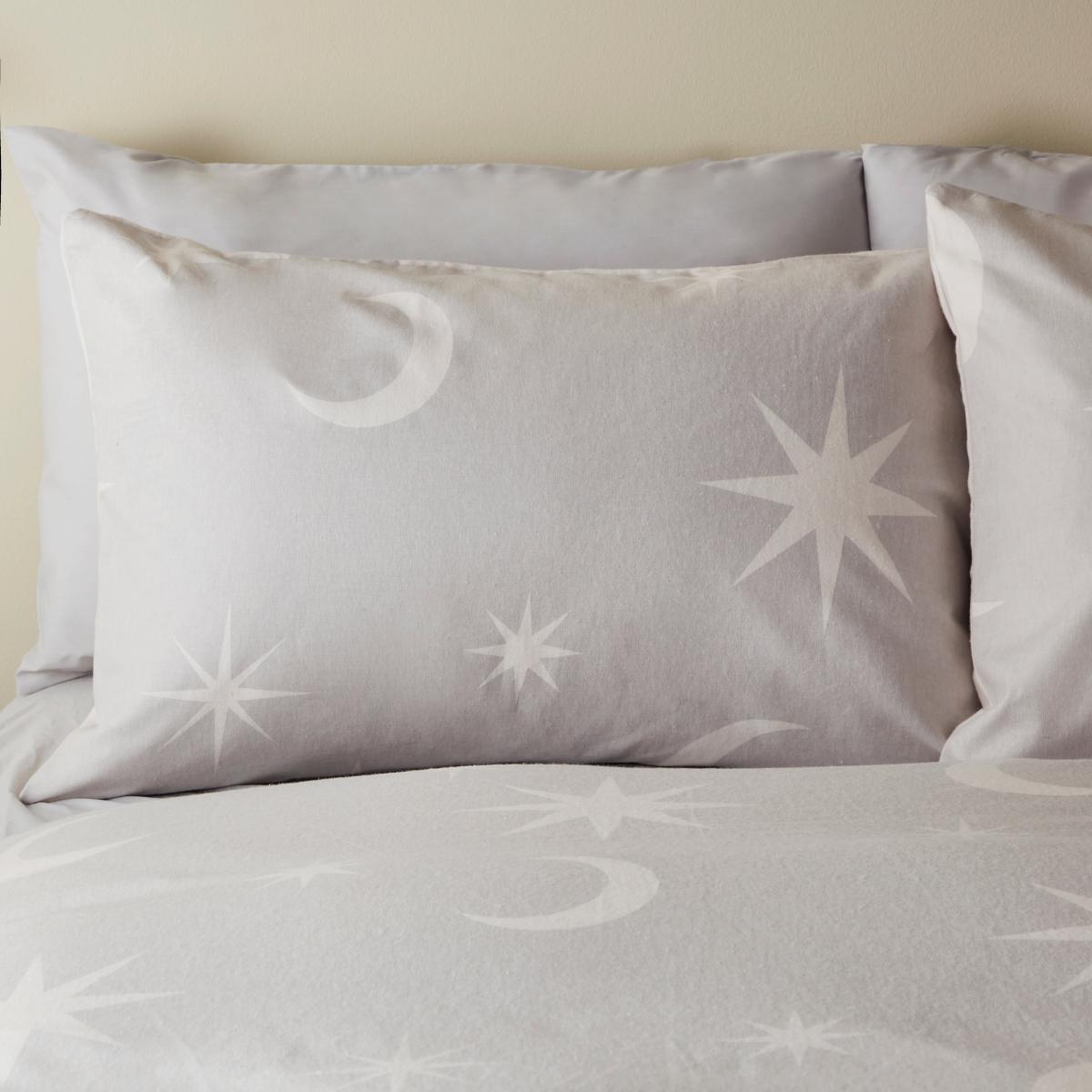 Celeste 100% Brushed Cotton Duvet Cover and Pillowcase Set Silver – image 3