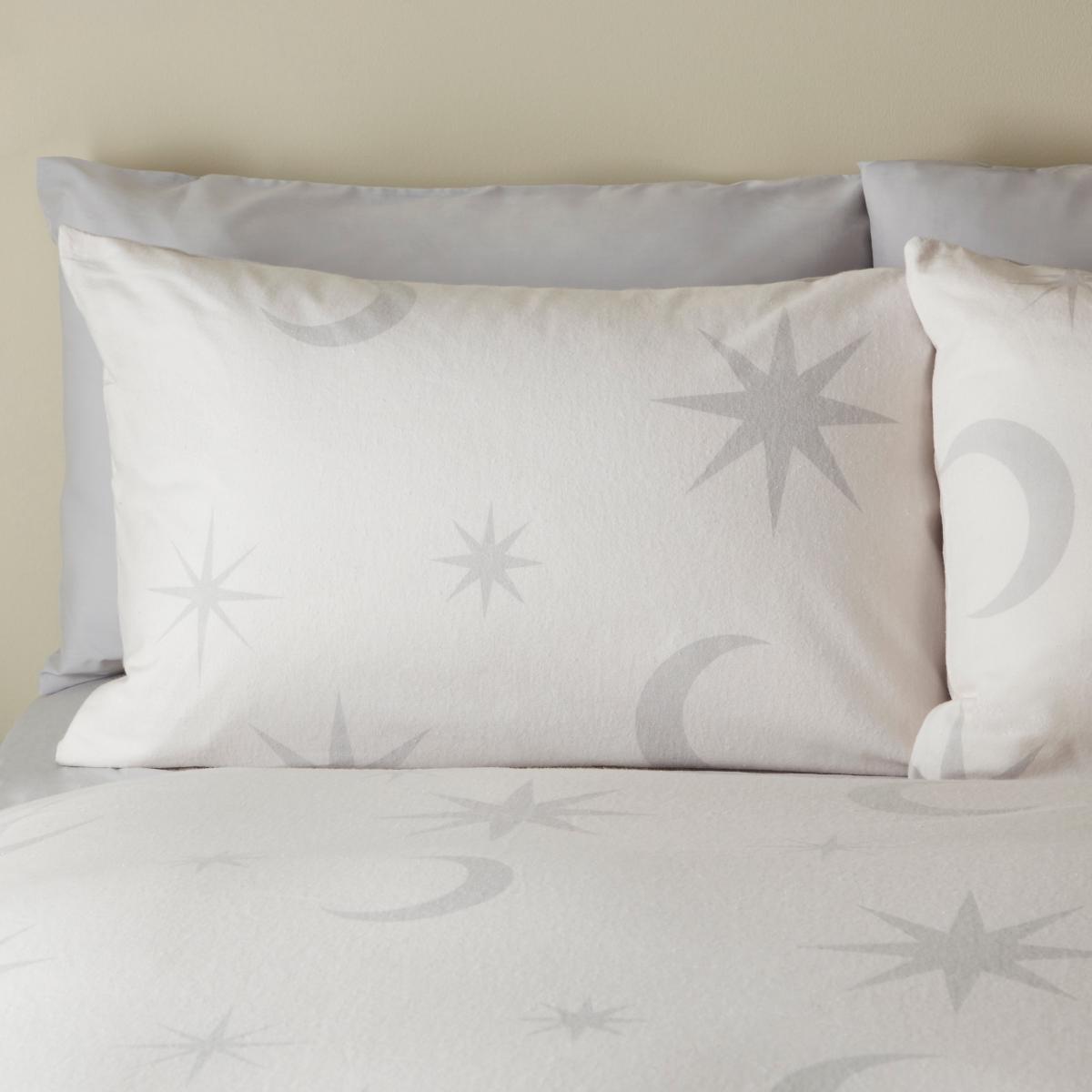 Celeste 100% Brushed Cotton Duvet Cover and Pillowcase Set Silver – image 4