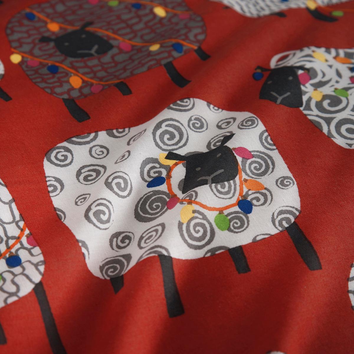Fusion Dotty Sheep Red Reversible Duvet Cover and Pillowcase Set Red, White and Yellow – image 4
