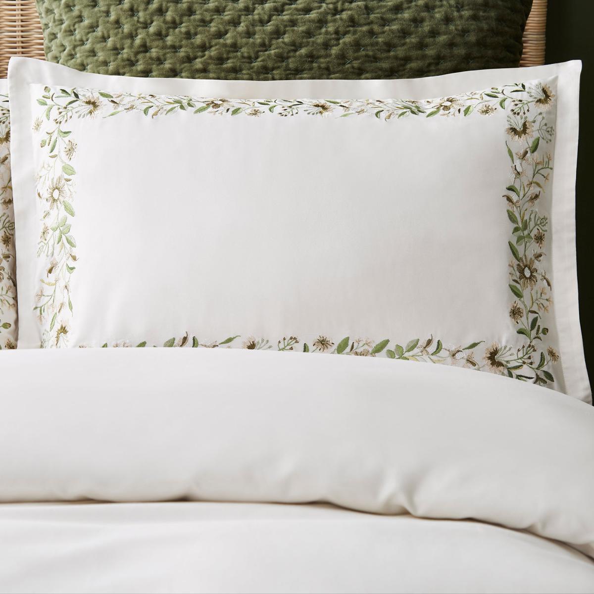 Dorma Yeldwood Embroidered 100% Cotton Duvet Cover and Pillowcase Set Off-White – image 5