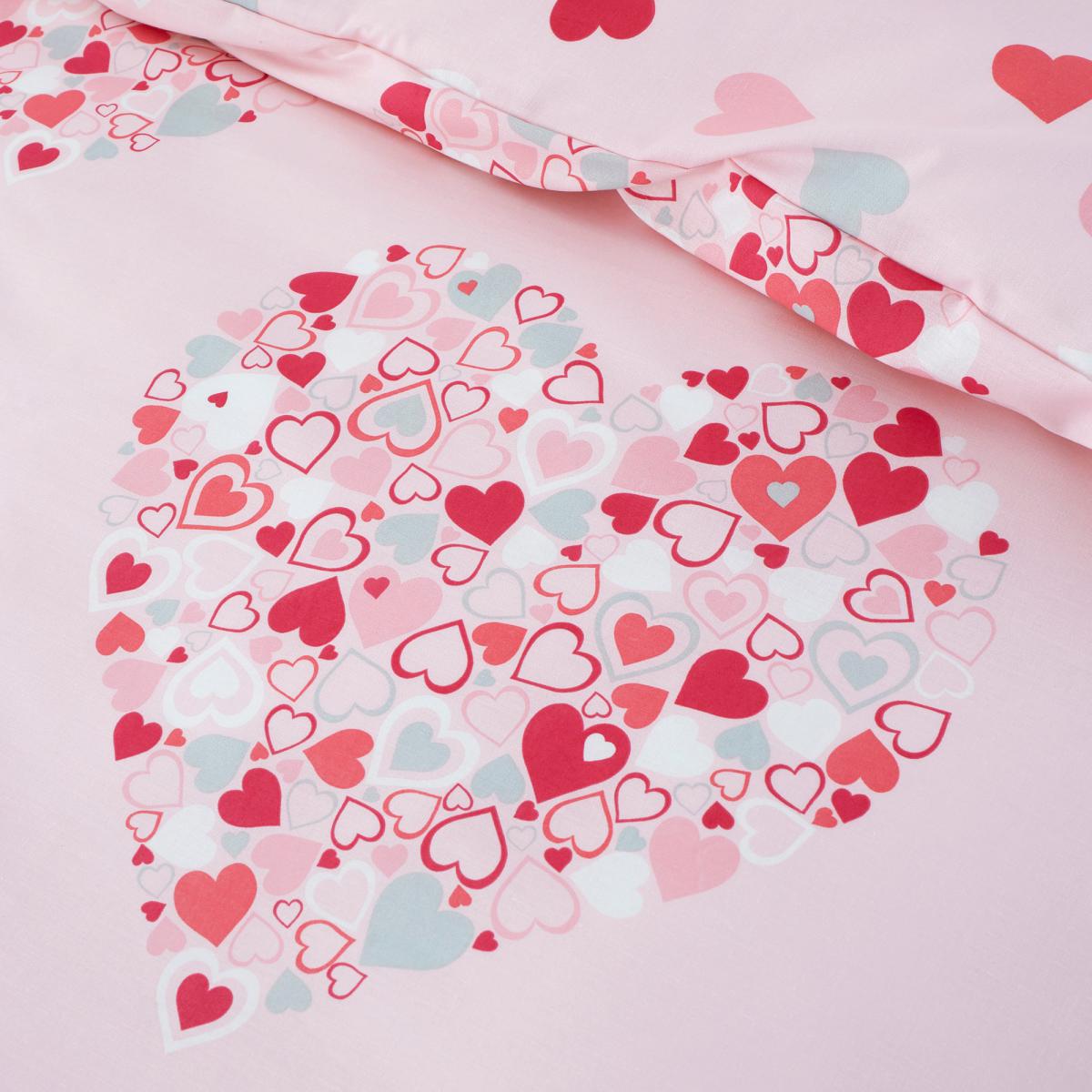 Loveable Hearts Duvet Cover and Pillowcase Set Pink – image 3