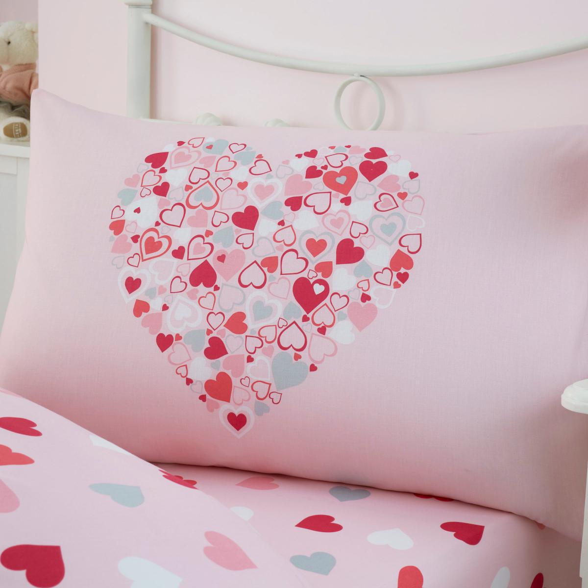 Loveable Hearts Duvet Cover and Pillowcase Set Pink – image 5