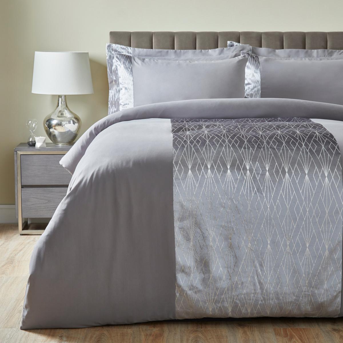 Harlow Silver Duvet Cover and Pillowcase Set Silver – image 1