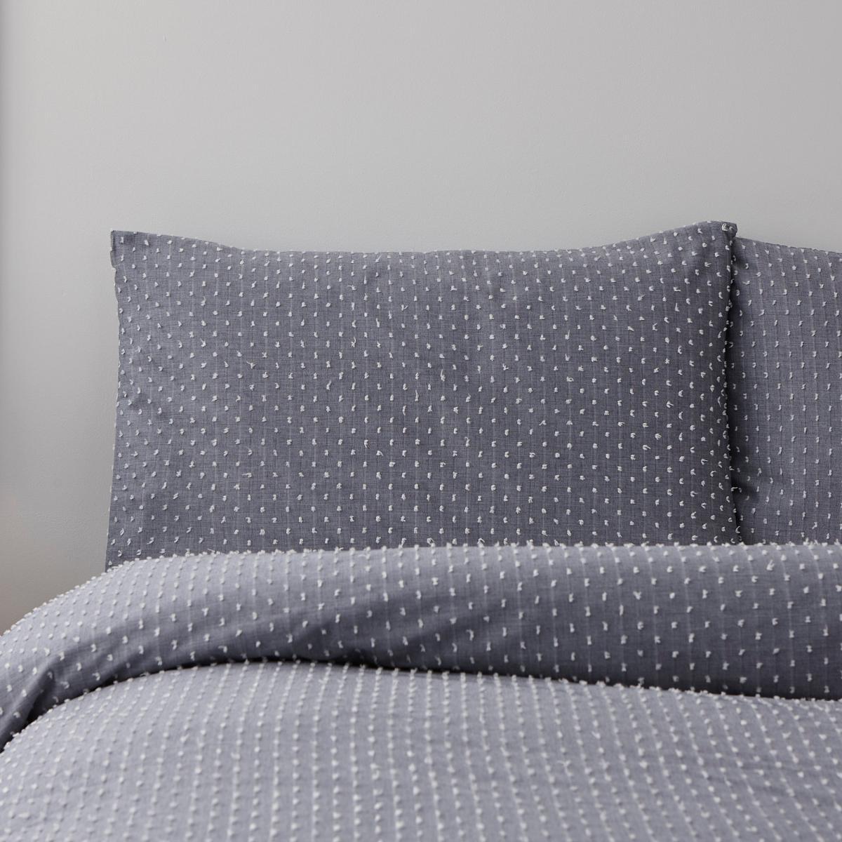 Maddox Denim Textured Polka Dot 100% Cotton Duvet Cover and Pillowcase Set Blue – image 2