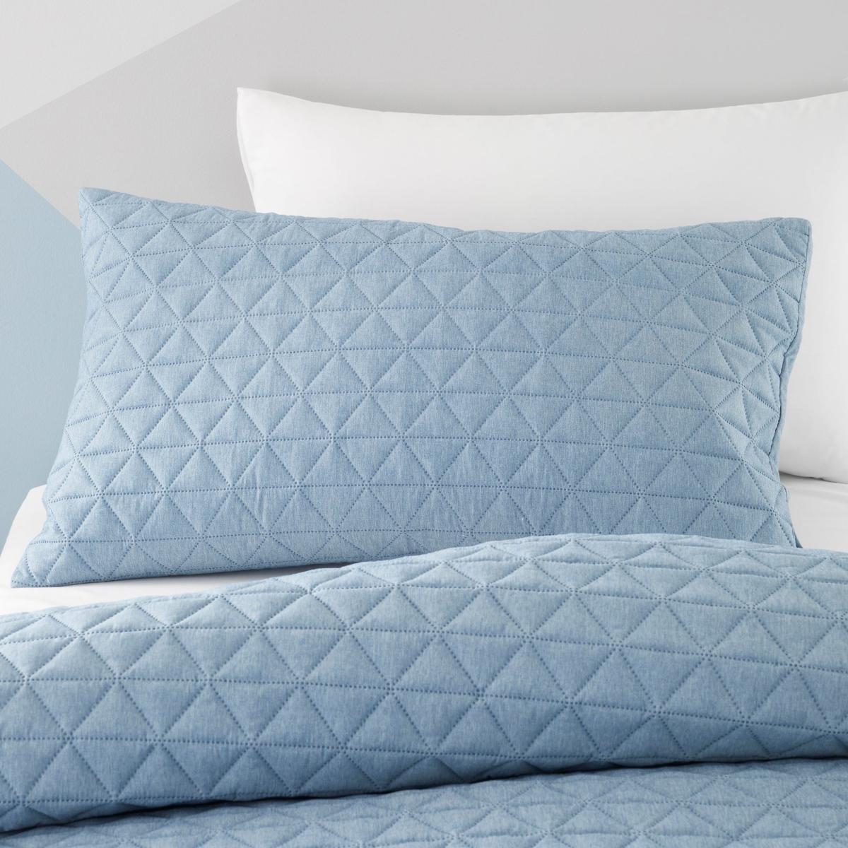 Denim Geo Pinsonic Quilted Duvet Cover and Pillowcase Set Coral – image 2