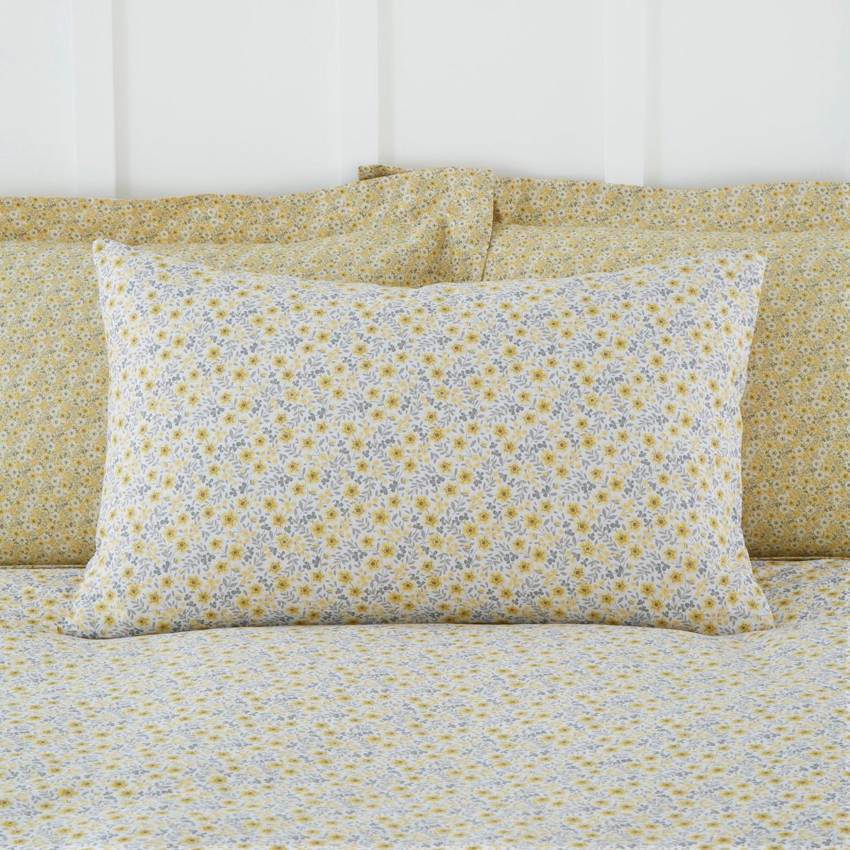 Bessie Ditsy Floral Ochre 100% Cotton Reversible Duvet Cover and Pillowcase Set Ochre (Yellow) – image 6