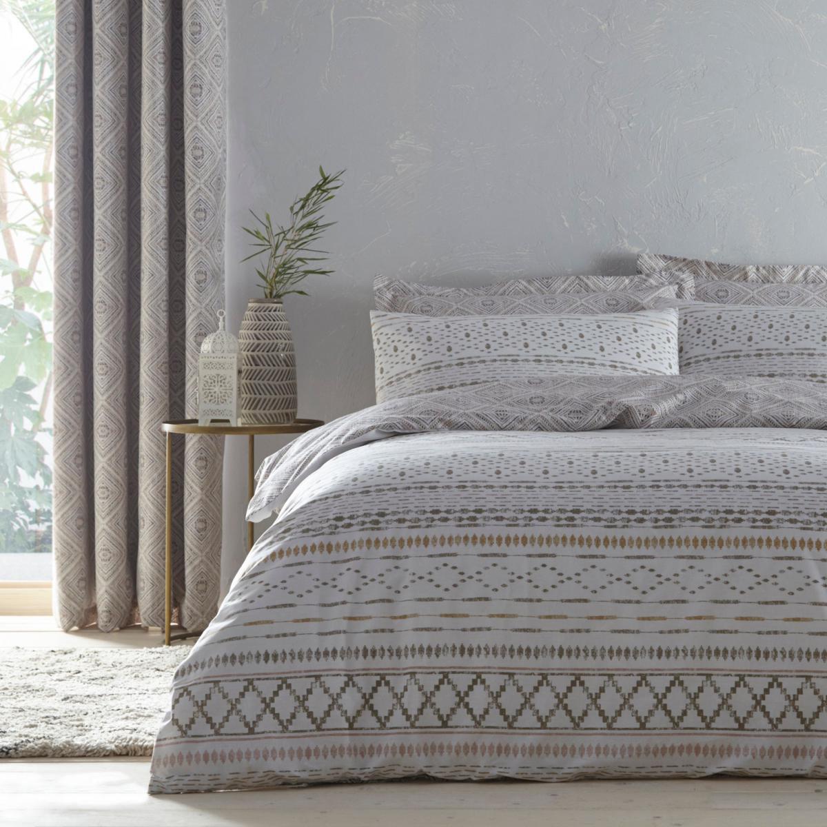 Inca Natural Duvet Cover and Pillowcase Set Brown and Yellow – image 1