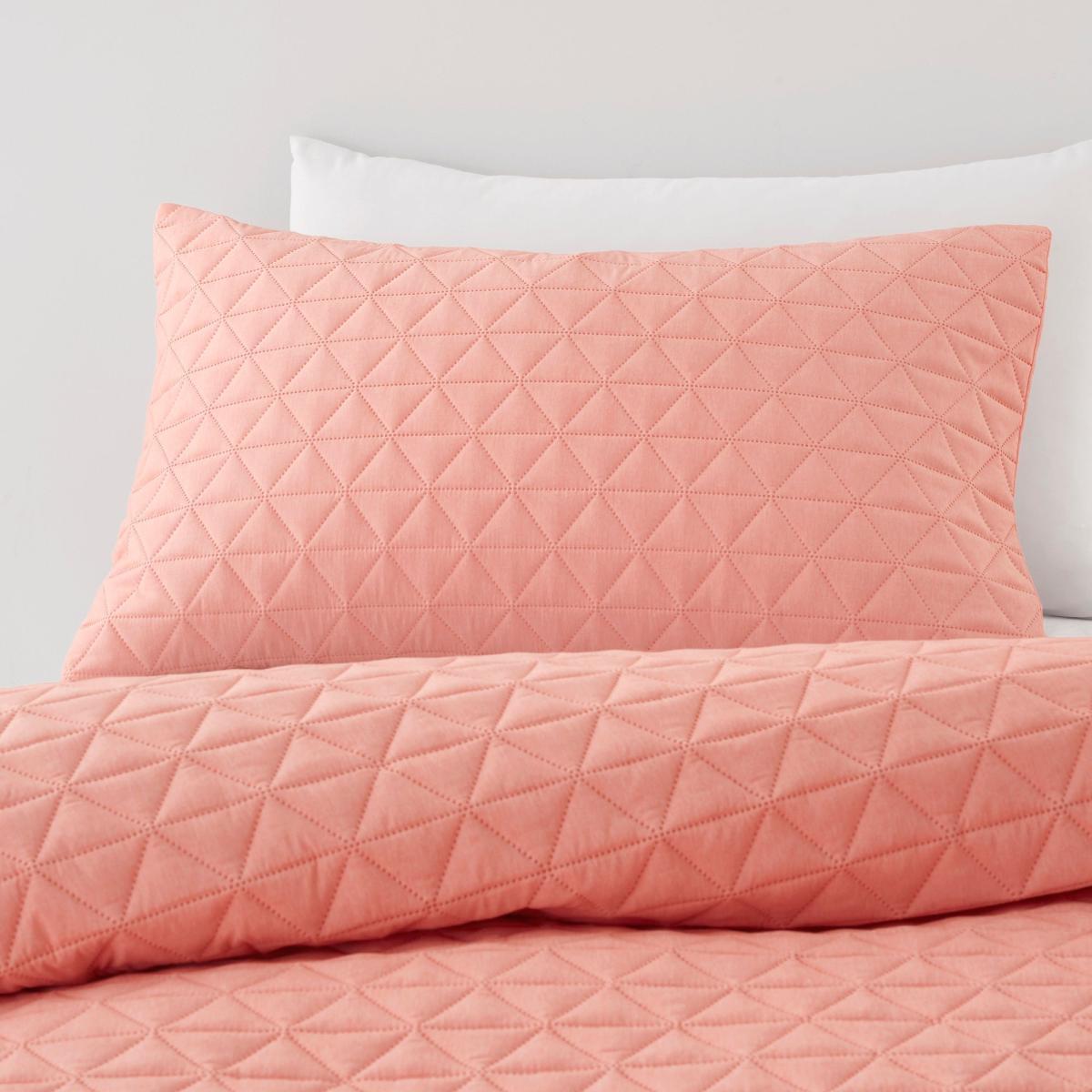 Coral Geo Pinsonic Quilted Duvet Cover and Pillowcase Set Coral – image 2