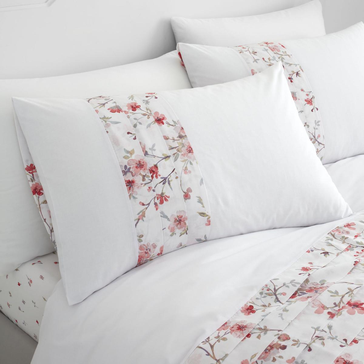 Catherine Lansfield Jasmine Floral Reverisble Duvet Cover and Pillowcase Set White and Pink – image 2