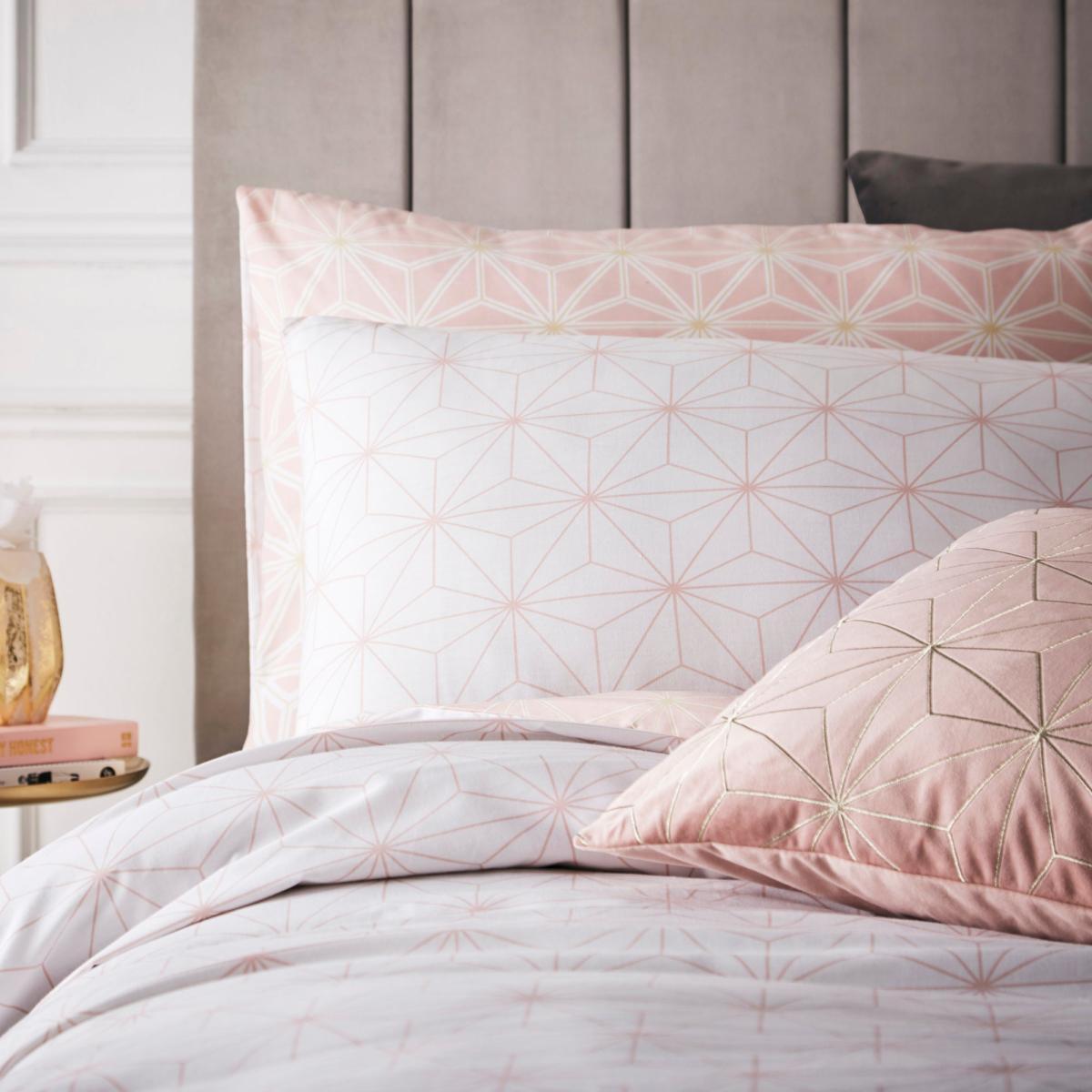 Furn. Tessellate Geometric Blush Reversible Duvet Cover and Pillowcase Set Blush (Pink) – image 3