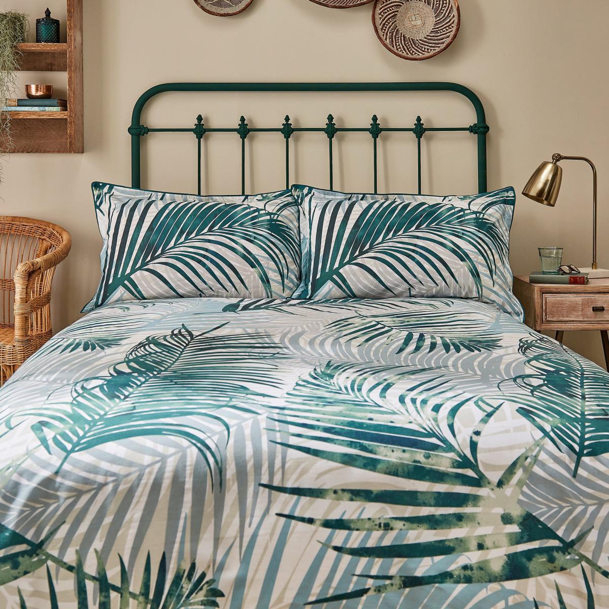 Clarissa Palm Leaf Forest Green 100% Cotton Duvet Cover Set Forest (Green) – image 5