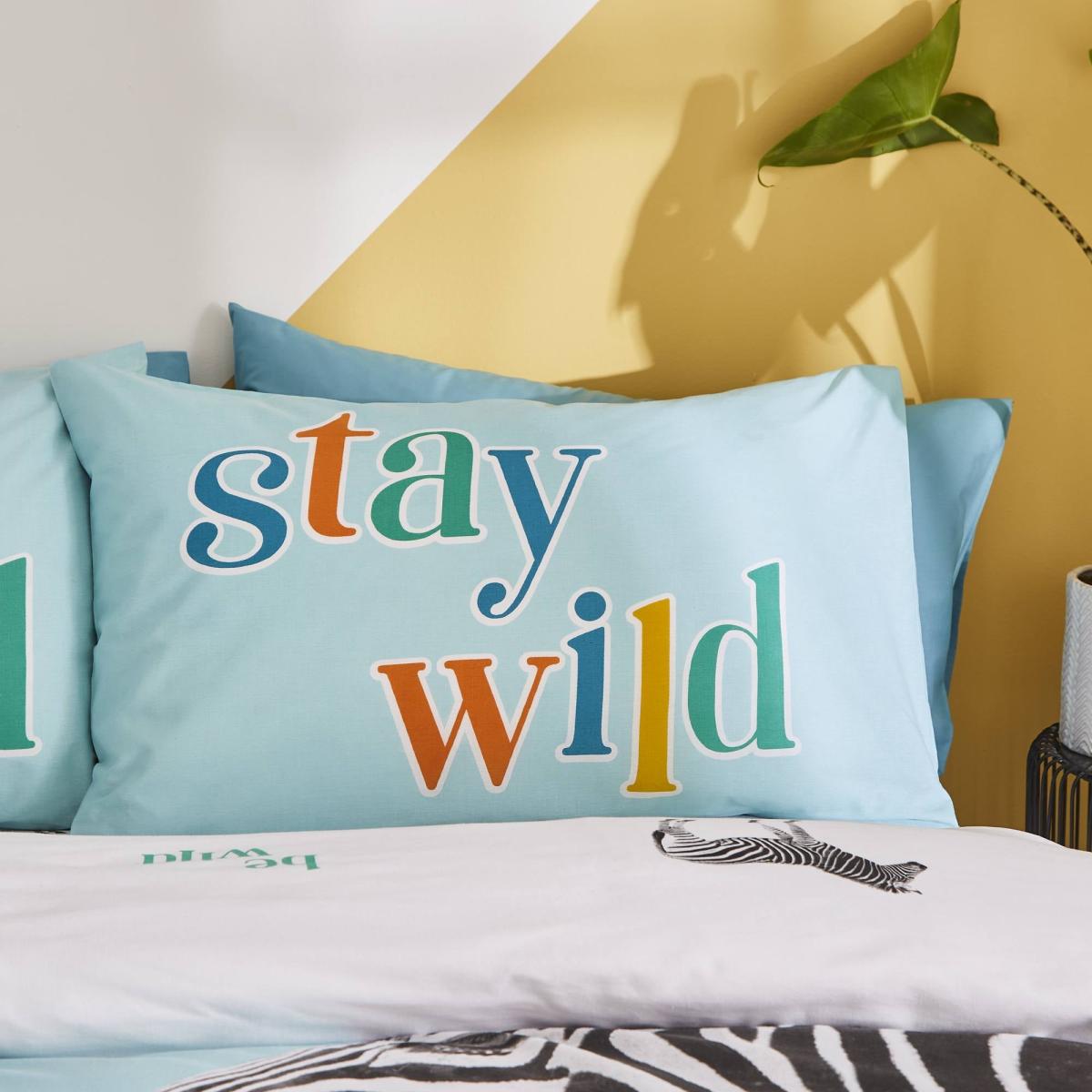 Catherine Lansfield Stay Wild Zebra Duvet Cover and Pillowcase Set Blue – image 3