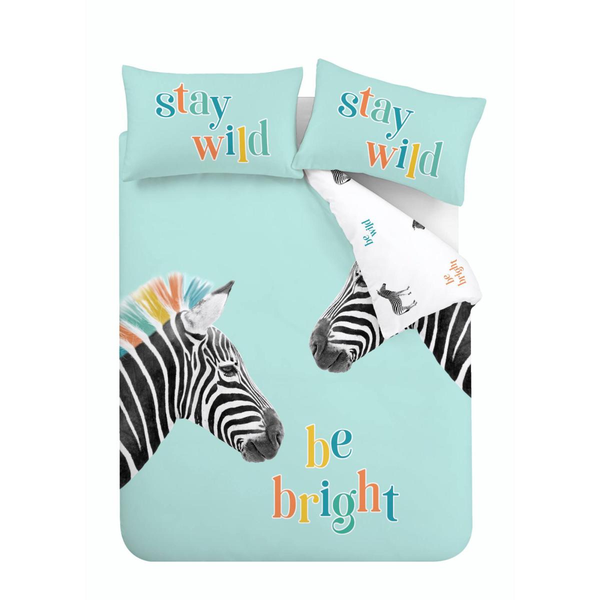 Catherine Lansfield Stay Wild Zebra Duvet Cover and Pillowcase Set Blue – image 5
