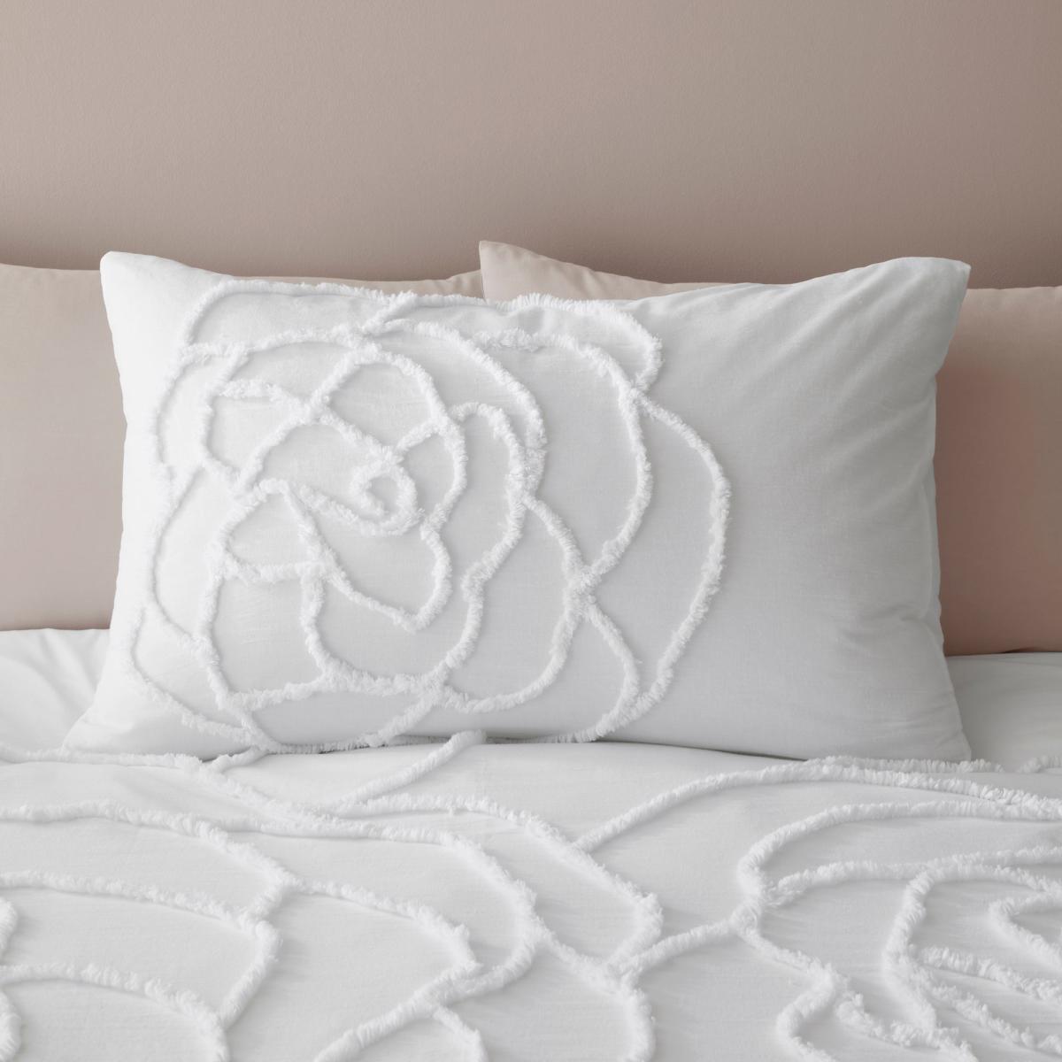 Talia White Tufted 100% Cotton Duvet Cover and Pillowcase Set White – image 3