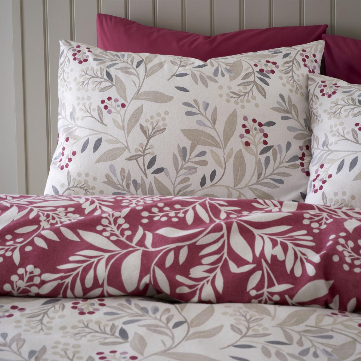 Catherine Lansfield Lingonberry Brushed Cotton Floral Duvet Cover and Pillowcase Set Natural – image 2